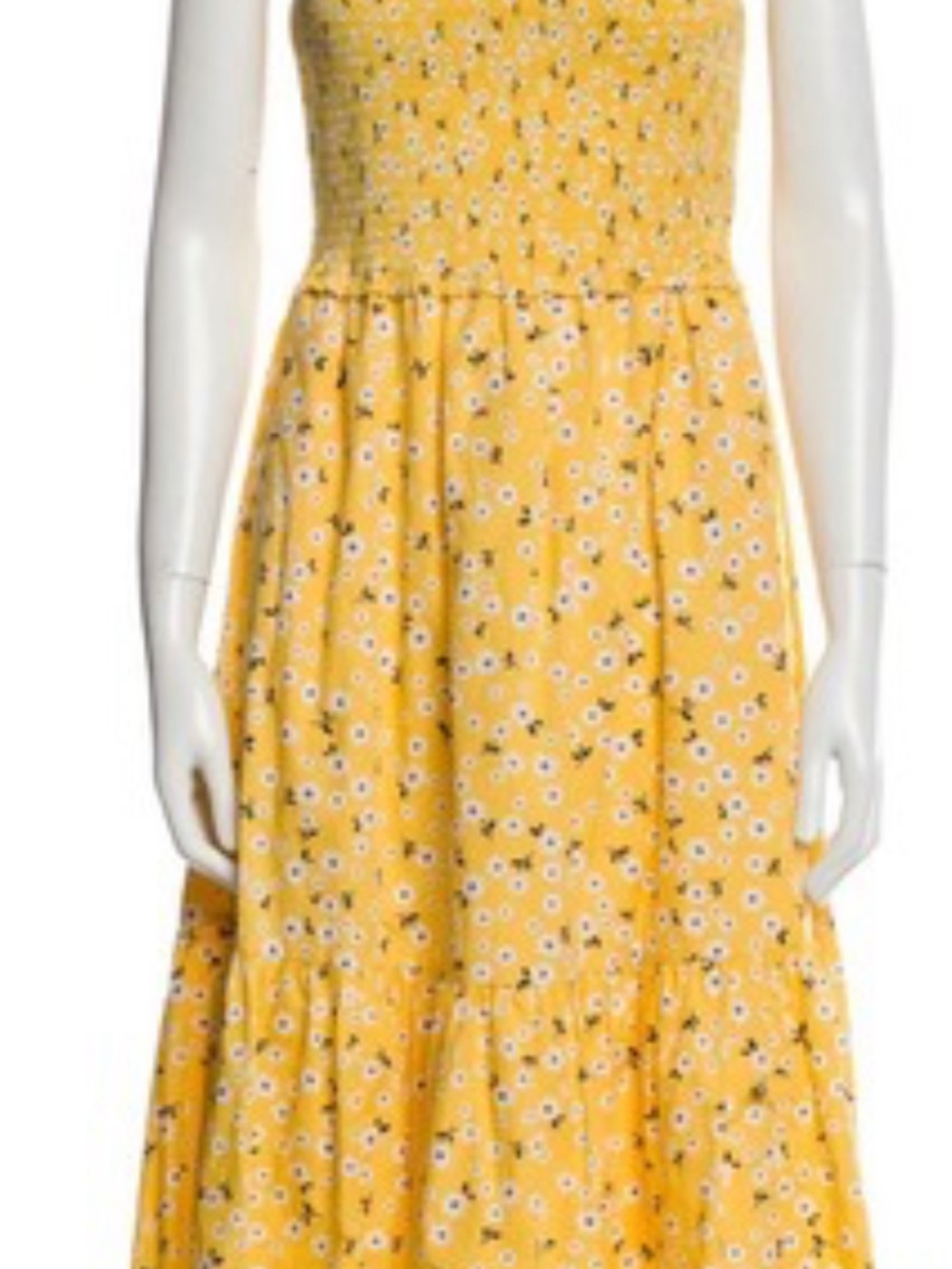 kate spade Yellow Floral Smocked Midi Dress - Picture 4 of 7
